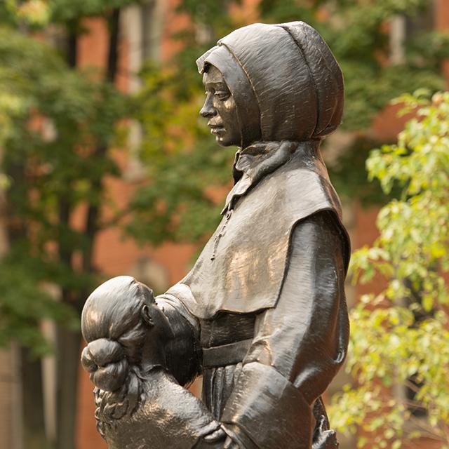 A statue of St. Marguerite d'Youville at D'Youville College