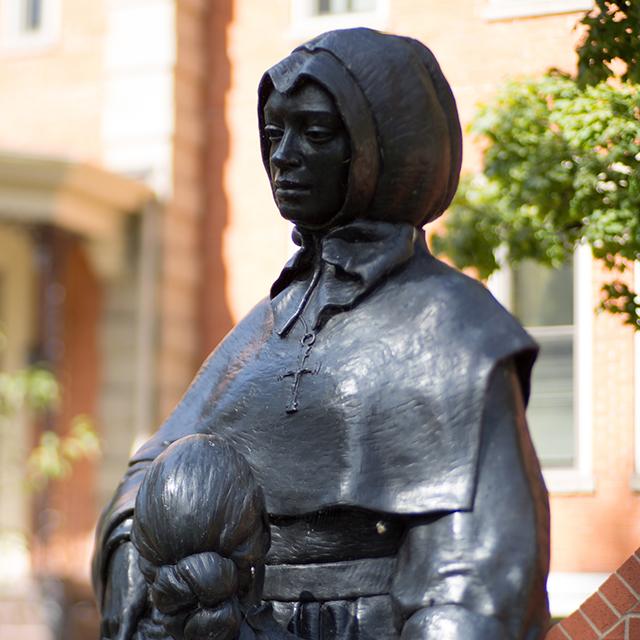 A statue of St. Marguerite d'Youville at D'Youville College